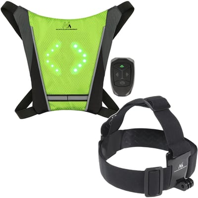 Maclean - Swt van: Veiligheidsvest met LED-knipperlichten en sportieve hoofdband voor telefoon - waterdichtheid - afstandsbediening IPx5