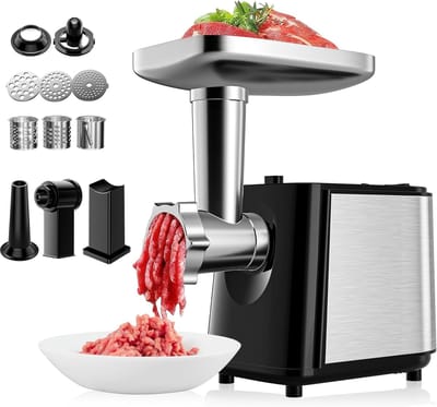 Elektrische Gehaktmolen - Keukenmachine Worstmachine - Ingrediënten Verwerken - 3-in-1 Functionaliteit - 1 kg per uur - Roestvrij Staal