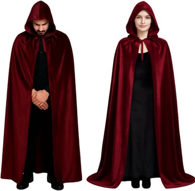 Joya Party® Luxe Mantel Volwassenen Met Capuchon 170 cm | Kostuum voor Carnaval Halloween | Donker Rode Cape Vampier | Verkleedkleren Volwassenen | Dames en Heren | Donker Rood | 170 cm lang