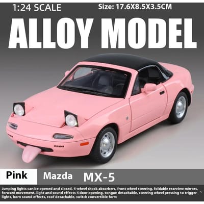1:24 Mx-5 Miniatuur Legering Metaal Diecast Speelgoedauto Model Geluid & Licht Deuren Openbaar Verzameling Cadeau Voor Jongens C375 white