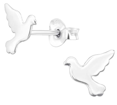 Joy|S - Zilveren vogel oorbellen - 8.3 x 8.4 mm - gepolijst - oorknoppen