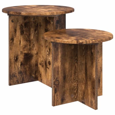vidaXL - Bijzettafelset - 2 - pcs - Gerookte - Eik - Geconstrueerd - hout