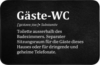 WC mat 60x40 cm - Antislip - Quotes - Gäste-wc - Definitie - Zwart - Spreuk - Toiletmat - Vloermat - Douchemat - Toilet tapijt - Toiletmatten