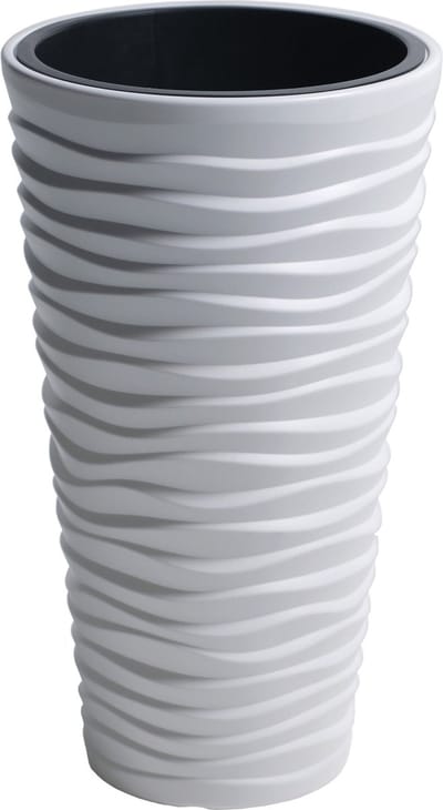 Prosperplast Bloempot/plantenpot Sand - kunststof - met binnenpot - wit - D39 x H75 cm - binnen/buiten