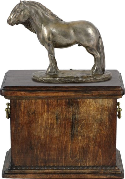Elegante urn voor paardenas met Fell Pony beeldje