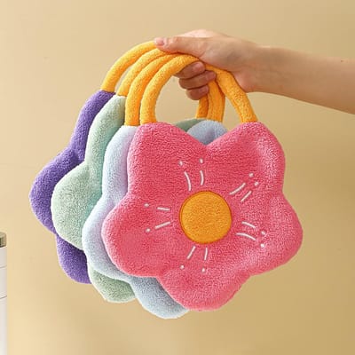 Keukendoeken Set - Set van 4 – handdoeken van koraalfleece met borduurwerk, absorberende zakdoekjes voor kinderen, keuken- en badkamerhanddoeken voor thuisgebruik