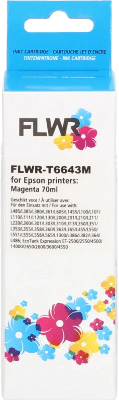 FLWR - Inktfles / T6643 / Magenta - Geschikt voor Epson