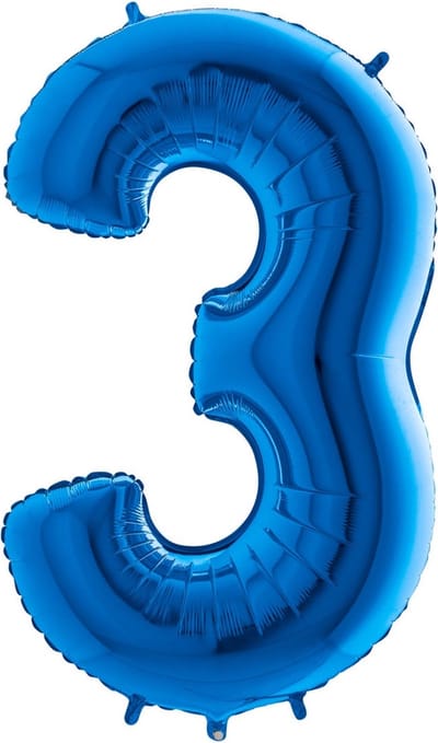 Amscan cijferballon nummer 3 - Blauw