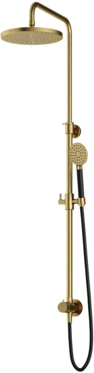 Hotbath Cobber - Stortdoucheset - 300 mm Hoofddouche - 360 mm Hartafstand - Glijstang - Rond Model Handdouche - Geborsteld Messing PVD - Opbouw - 1/2 Inch Aansluiting - V01