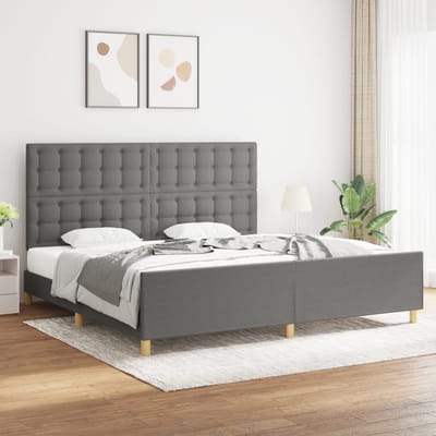vidaXL - Bedframe - zonder - matras - stof - donkergrijs - 200x200 - cm