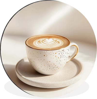 WallCircle - Wandcirkel - Muurcirkel - Cappuccino - Schuim - Schotel - Beige - Aluminium - Dibond - 30x30 cm - Binnen en Buiten