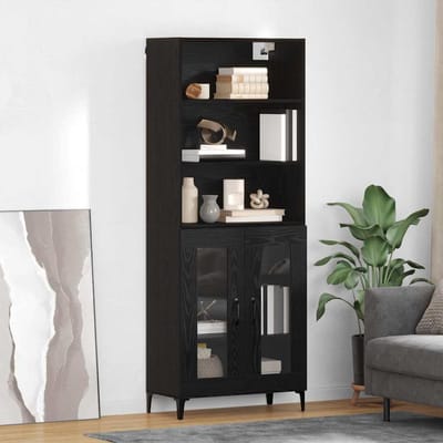 vidaXL - Highboard - Zwart - Eiken - 69,5 - x - 34 - x - 180 - cm - Bewerkt - hout