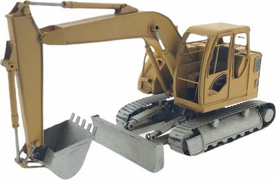 Metalen Graafmachine als decoratie  - 14 x 13 x 19 cm