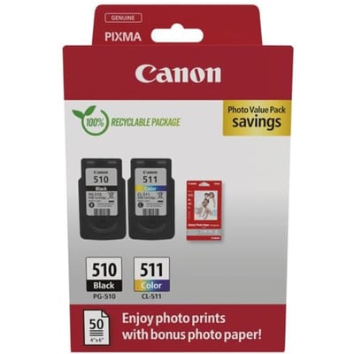 Canon PG-510/CL-511 2970B017 inktcartridge - 2 stuk(s) - Origineel - Zwart, Cyaan, Magenta, Geel + Retourzakje