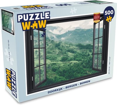 Puzzel Doorkijk - Berg - Boom - Legpuzzel - Puzzel 500 stukjes