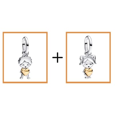 Fler® | 2 Bedels | Passen op populaire bedelarmbanden (standaard - 3mm) | Happy Girl & Happy Boy | Hangbedel Charm | 925 sterling zilver | Armband Kraal | Valentijnsdag Cadeau | Sinterklaas kado | Kerstcadeau | Verjaardagsgeschenk | Vriendschap