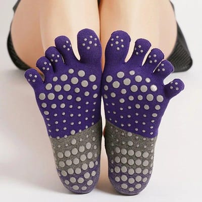 Vijf Vingers Yoga Sokken Siliconen Antislip Katoen Pilates Sokken Dames Ademend Gym Fitness Running Dance Sportsokken paars