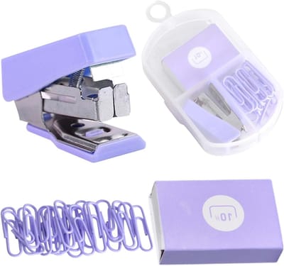 Compacte Mini Nietmachine met 400 Nietjes - Ideaal voor School, Kantoor en Thuisgebruik - Draagbaar en Gebruiksvriendelijk (Lavendel)