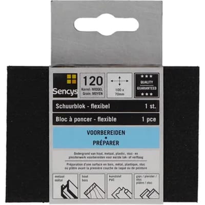 Sencys Schuurpad - P120 - Zwart - 70x100mm