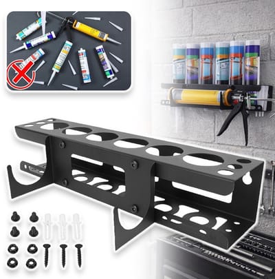 Wandhouder Voor Blikken En Tubes Met 6 Groeven - Duurzaam Gecoat Staal 40,8 cm Lang - Geschikt Voor Het Opbergen Van Kit Smeermiddelen En Haarsprays - Ideaal Voor Werkplaats Bestelwagen En Schuur