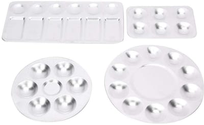 Dailygoods- Schilderijpalet 4 Stuks - Aluminium Verfdoos - Lichtgewicht - Geschikt voor Olie/Aquarel/Acryl - Ideaal voor Kunstlessen - Verfpalet