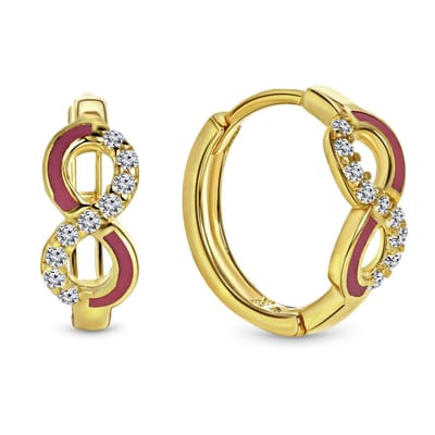 Juwelier Emo - Roze Infinity Oorbellen Goud - 14 Karaat –  Diameter 12mm