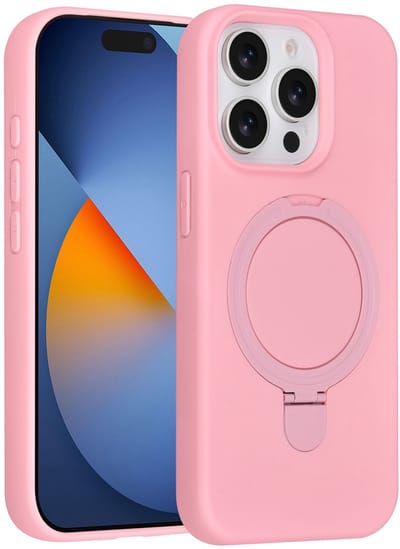 TUNIQ telefoonhoesje voor Apple iPhone 15 Pro - MagSafe met ringstand - Roze