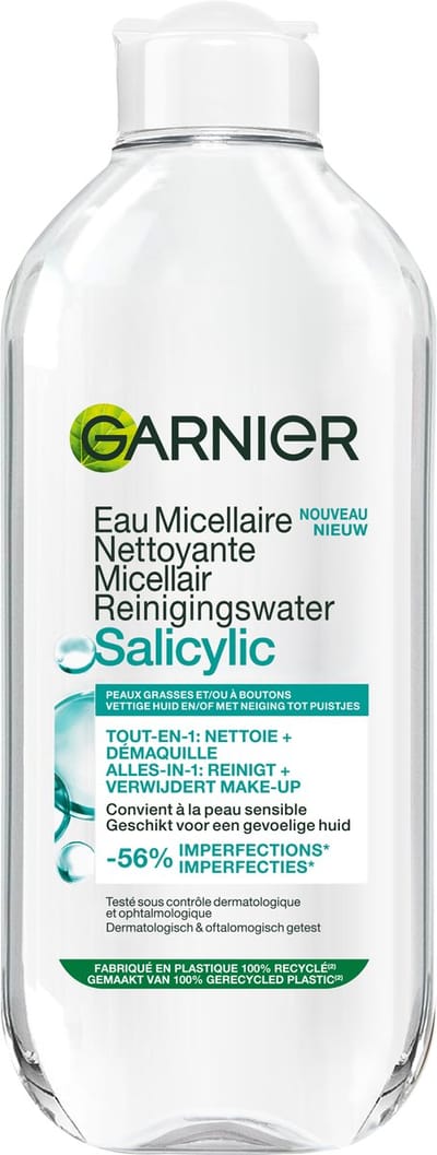 Garnier Micellair Reinigingswater Salicylic - voor de Vettige Huid en/of met neiging tot puistjes - Alles-In-1: Reinigt + Verwijdert Make-up - 400ml