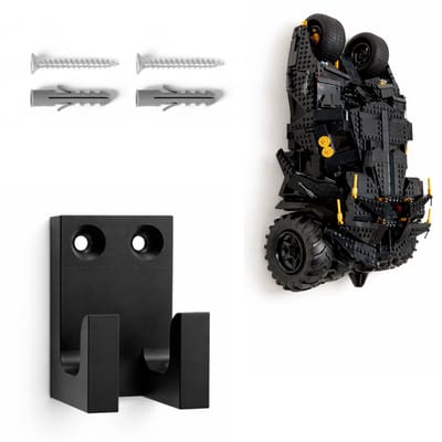 YUOM. Muurbeugel geschikt voor LEGO Technic 76240 Batman Auto – Wandhouder – Incl. Schroeven & Pluggen – Zwart