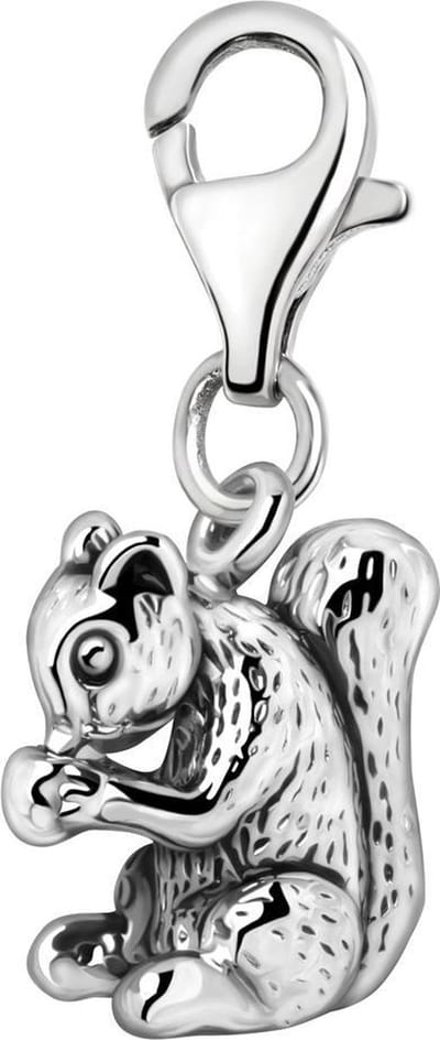 Quiges – Charm – Hanger - 3D Eekhoorn - Verzilverd - karabijnslot - geschikt - voor - Bedelarmband - QHC080