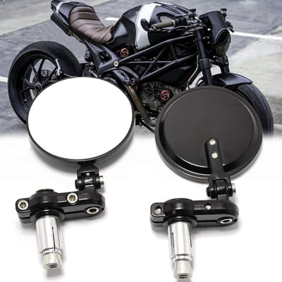 HEZIVO® Bar end Spiegels - Stuurspiegel Motor en Scooter - Voor 22mm Handgreep - Universeel - 360 Graden Rotatie