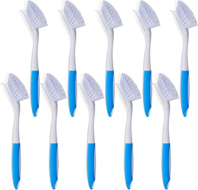 Keukenschrobborstels - Afwasborstels - Huishoudelijk Schoonmaken - Met Ingebouwde Schraper - 10 Stuks - Blauw