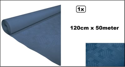 Luxe Tafel kleed op rol donker blauw 120cm x 50meter - Papier - Zelf op maat te knippen - Kerst Tafelkleed op rol tafel dekken rol gala huwelijk thema feest kerst festival restaurant food