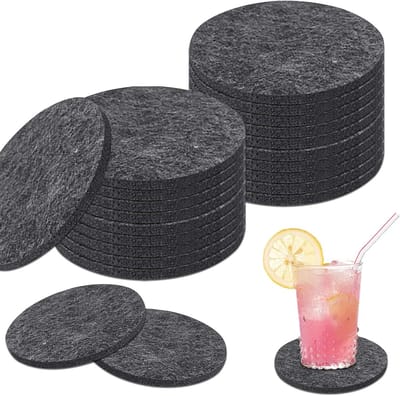 Set van 30 Ronde Vilt Onderzetters – Warmtebestendig, Antislip en Wasbaar voor Glazen, Bekers en Tafels