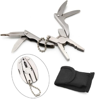 Cheaperito 5 in 1 Multitool Sleutelhanger - RVS - survival tool - met opbergzak
