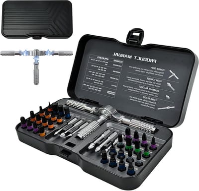 Ratelschroevendraaierset - Precisie Schroevendraaierset - Huishoudelijke Reparaties - Geïntegreerde Magnetische Sleuf - 40-in-1 - Zilver
