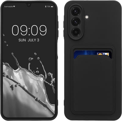 kwmobile telefoonhoesje geschikt voor Samsung Galaxy A26 5G - Hoesje met pasjeshouder - TPU case in zwart