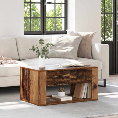 vidaXL - Salontafel - Oud - Hout - 80 - x - 50 - x - 40 - cm - Bewerkt - hout