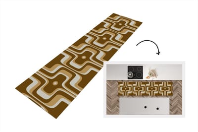 Keukenloper 200x50 cm - Keukenmat vinyl Retro - Design - Bruin - Keukenmatten loper - Keuken vloerkleed tapijt