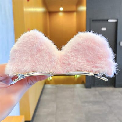 2 STUKS/Set Meisjes Schattige Effen Kattenoren Pluis Haarspelden Koreaanse Cartoon Dierenoren Haarspeldjes Barrettes Kinder Hoofddeksels Haaraccessoires roze