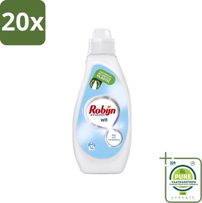 20 x Robijn - Wit - Vloeibaar Wasmiddel - Met Witversterkers - 14 Wasbeurten - 700 ml - Grootverpakking - Wit Wasmiddel - Stralend Wit - Vloeibaar Wasmiddel - Witversterker - Fris Wasmiddel