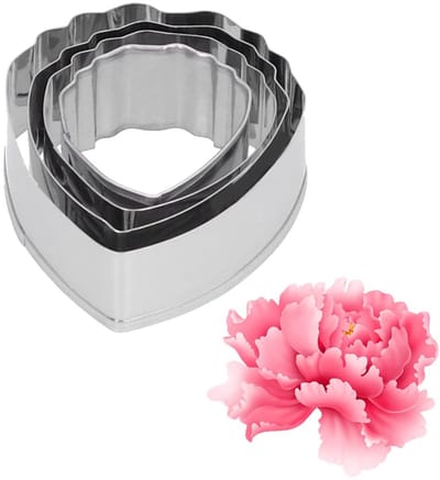 Dailygoods- Banketbakkersset 4 stuks - Roestvrij staal - Pioenvormige Bakvorm - Taart/Koekjes - Eenvoudige Reiniging - Perfecte Maat 10 cm