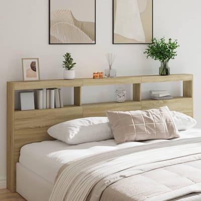 Hoofdbord met Opbergruimte - Bedachterwand - Slaapkamer Inrichting - Geïntegreerde Opbergvakken - 220 x 17 x 102 cm - Sonoma Eiken