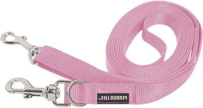 Hondenriem - Dubbele riem - Veilig uitlaten - Dubbele karabijnhaak - 3 meter - Roze