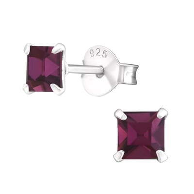 Amanto Oorbellen Flynn Amethist - 925 Zilver E-Coating - ∅4mm