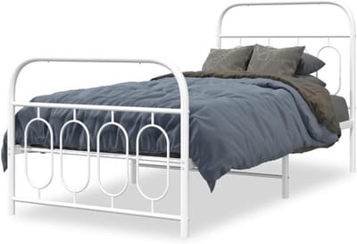 Stalen bedframe - Metalen bed - Slaapkamer inrichting - Met opbergruimte - 90 x 200 cm - Wit