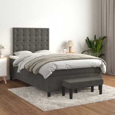 vidaXL - Boxspring - met - matras - fluweel - donkergrijs - 120x200 - cm