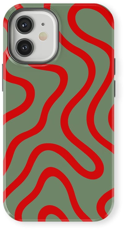DripCase Curvy Lines Hoesje geschikt voor iPhone 12 Mini | Backcover met Mag | Design Tough Case geschikt voor iPhone 12 Mini Crimson Terrain
