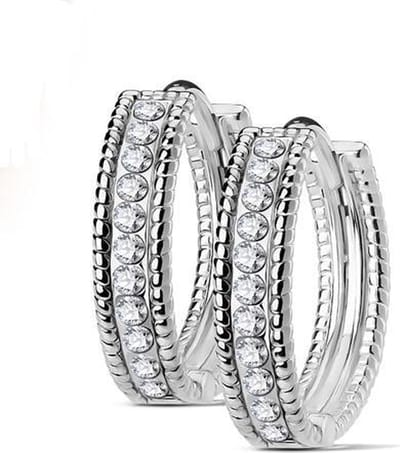 Oorbellen hoop ring met center steentjes ©LMPiercings