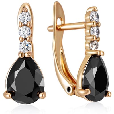 Glanzende Waterdruppel Zwarte Natuurlijke Zirconia Engelse Oorbellen Voor Vrouwen Trendy Roségoud Kleur Bruid Bruiloft Fijne Sieraden beige